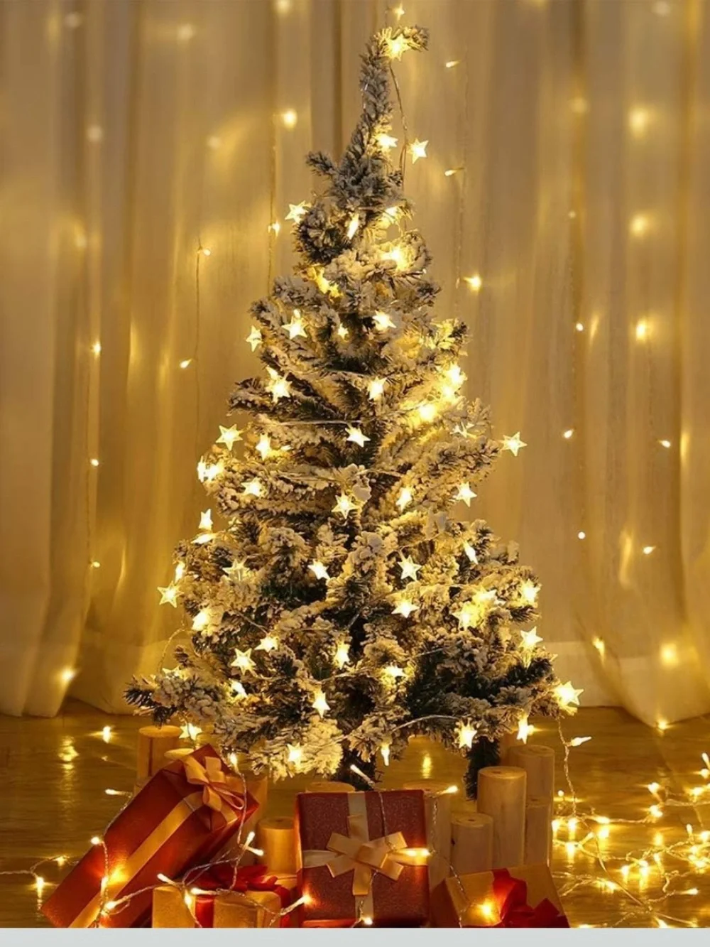 Star Fairy String Lights in Warm White Battery Operated Set of 2 Strings